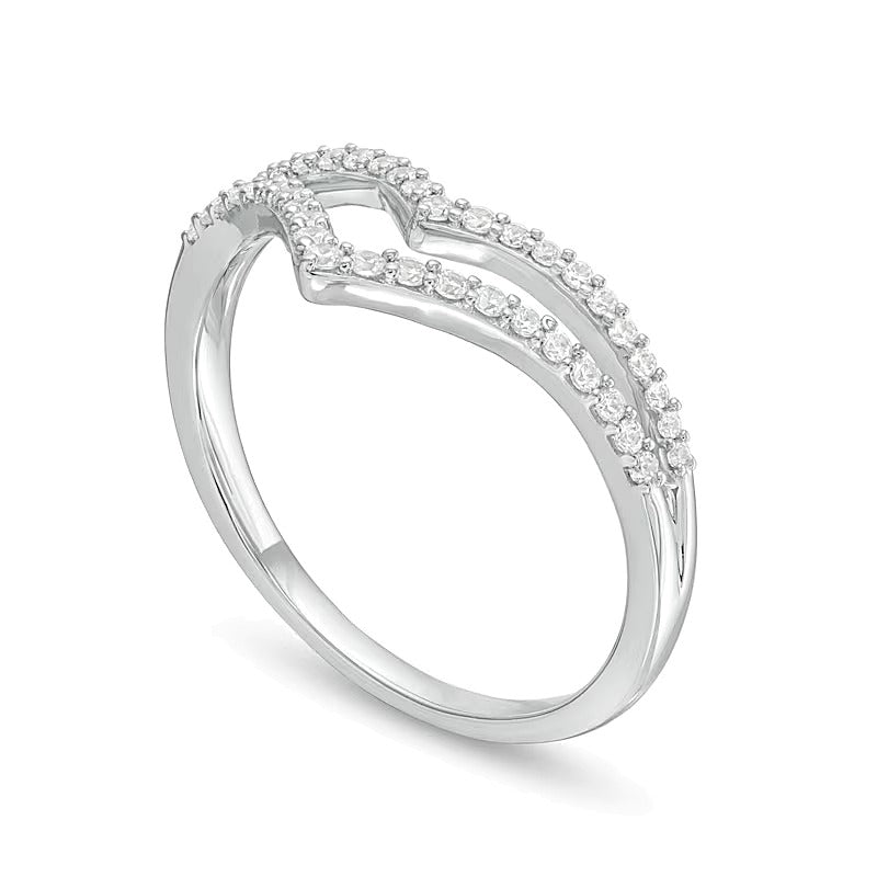 0.25 ct. Gesamtgewicht Diamant Memoire-Ring mit doppeltem Chevron und geteilter Schiene in 10K Weißgold