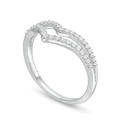 0.25 ct. Gesamtgewicht Diamant Memoire-Ring mit doppeltem Chevron und geteilter Schiene in 10K Weißgold
