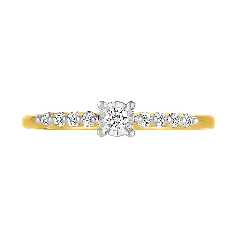 0.1 ct. Gesamtgewicht Diamant Stapelring mit neun Steinen in 10K Gelbgold