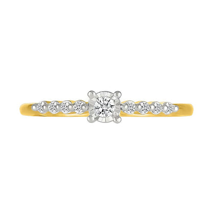 0.1 ct. Gesamtgewicht Diamant Stapelring mit neun Steinen in 10K Gelbgold