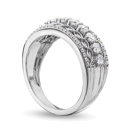 1.0 CT. TW Diamant-Ring mit Gitter-Design und Mittelreihe aus 14K Weißgold