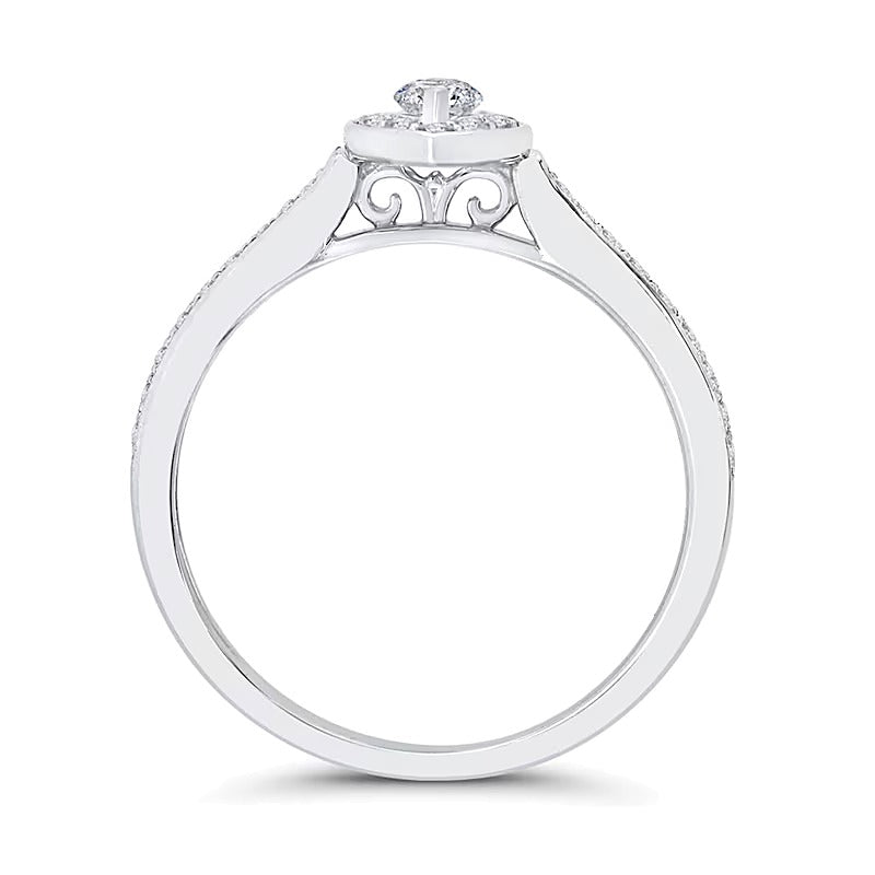 0.25 ct. Gesamtgewicht Freundschaftsring mit Diamanten im Marquise- und Rundschliff in 10K Weißgold