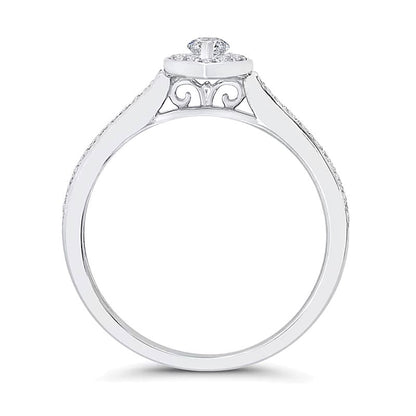 0.25 ct. Gesamtgewicht Freundschaftsring mit Diamanten im Marquise- und Rundschliff in 10K Weißgold