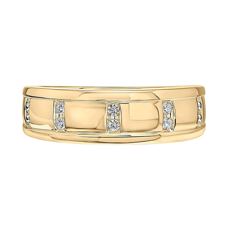 0.1 ct. Gesamtgewicht Diamant Ring vertikal kanalgefasst in 10K Gelbgold