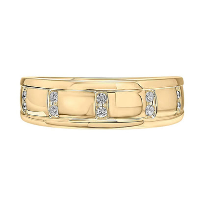 0.1 ct. Gesamtgewicht Diamant Ring vertikal kanalgefasst in 10K Gelbgold