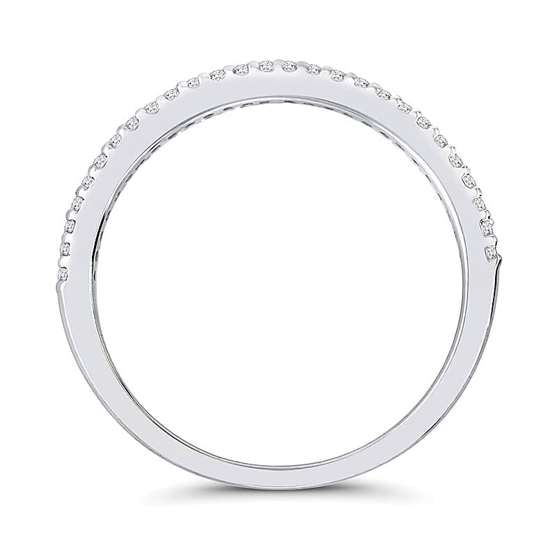 0.17 ct. Gesamtgewicht Diamant Fashion-Ring mit doppelter Reihe in 10K Weißgold