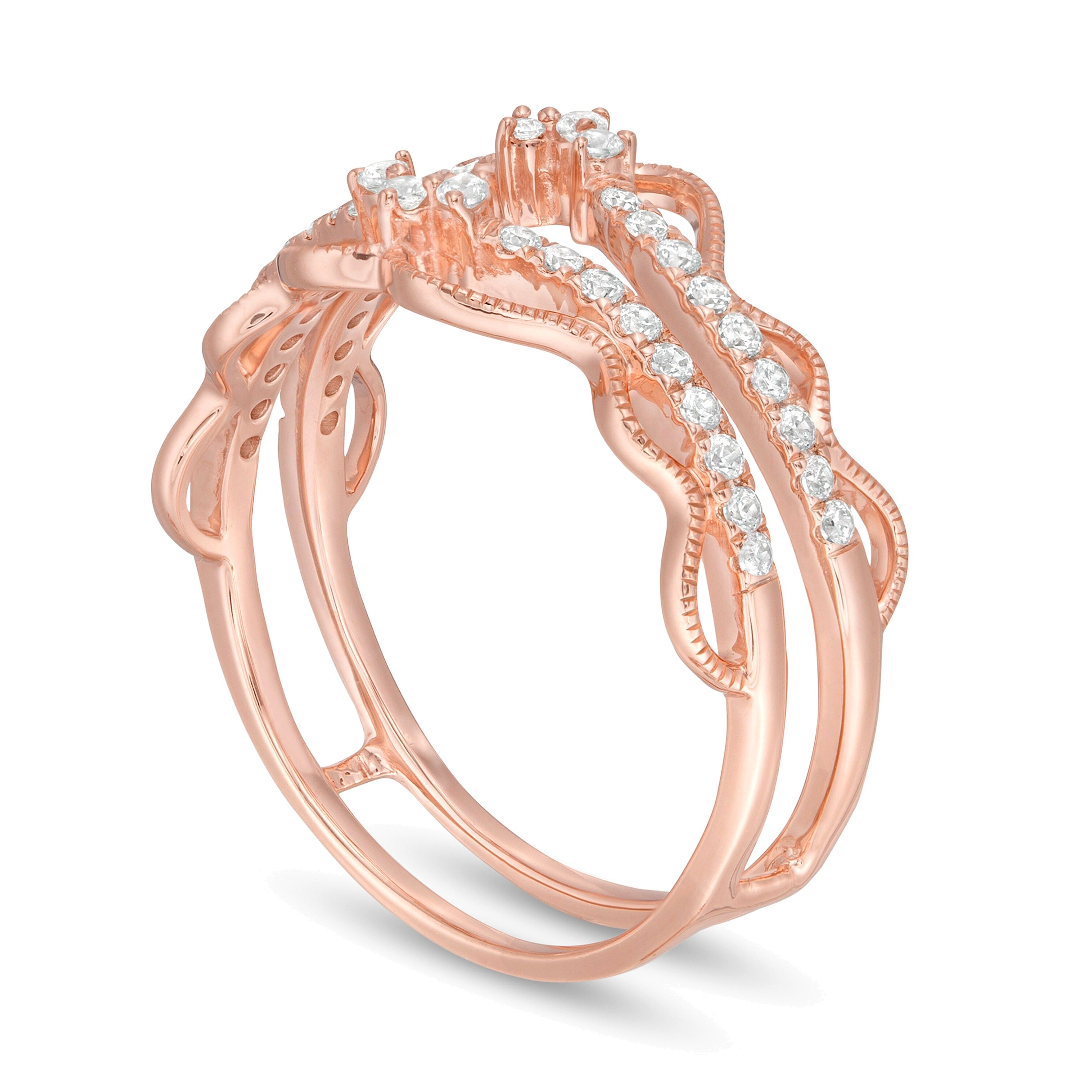 0.33 ct. Gesamtgewicht Diamant Vintage-Solitär-Enhancer mit doppelter Krone in 10K Roségold