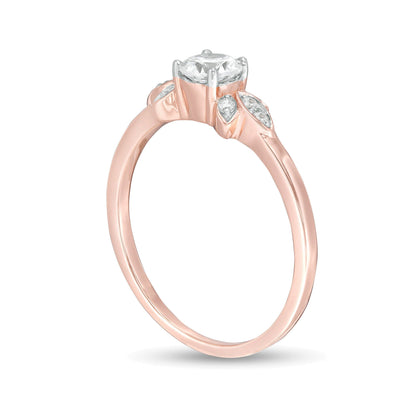 0.38 ct. Gesamtgewicht Diamant Solitär mit seitlichem Besatz Verlobungsring in 10K Roségold