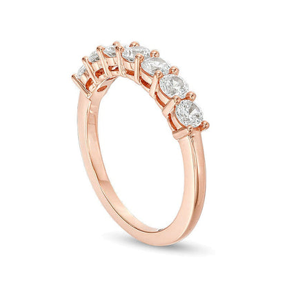 Memoire-Ring mit sieben Diamanten 1.0 ct. Gesamtgewicht in 10K Roségold