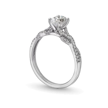 0,75 ct. Gesamtgewicht Verlobungsring Solitär mit seitlichem Besatz mit ovalem Diamant in 14K Weißgold