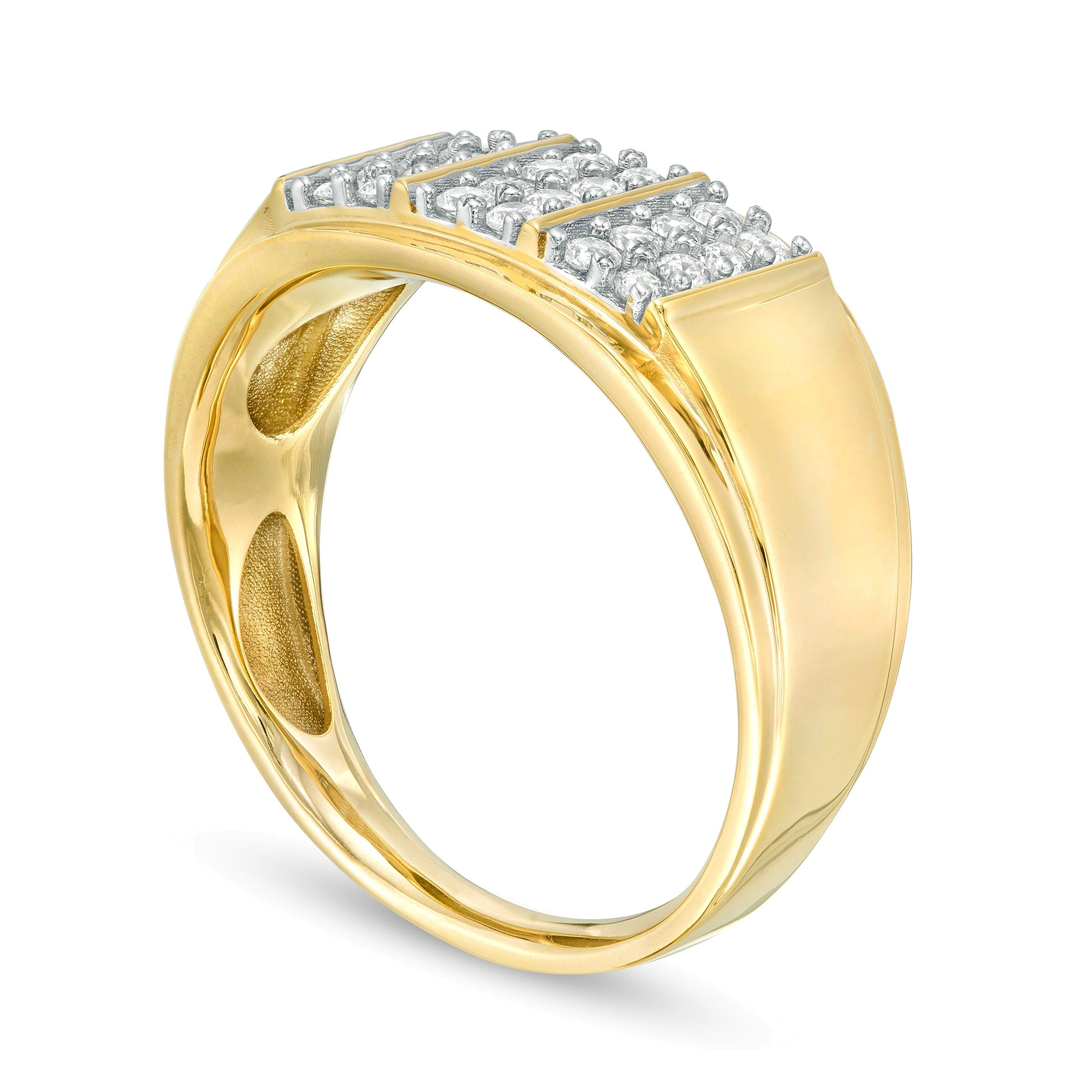 0.5 ct. Gesamtgewicht Komposit-Diamant Ring dreireihig in 10K Gelbgold