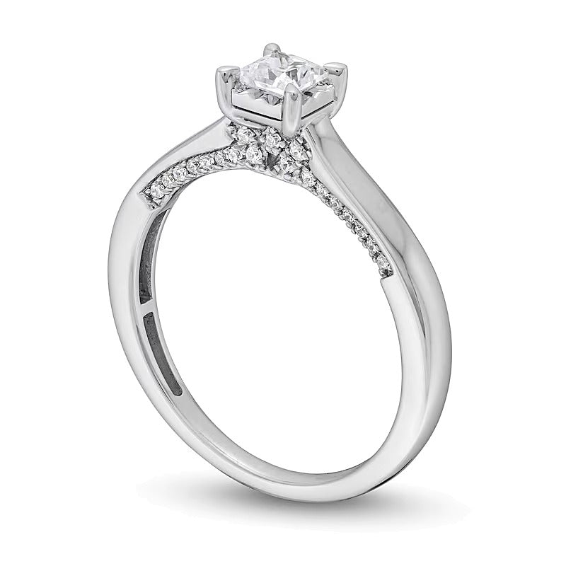 0.5 ct. Gesamtgewicht Verlobungsring mit Diamanten im Princess- und Rundschliff in 14K Weißgold (I/I2)