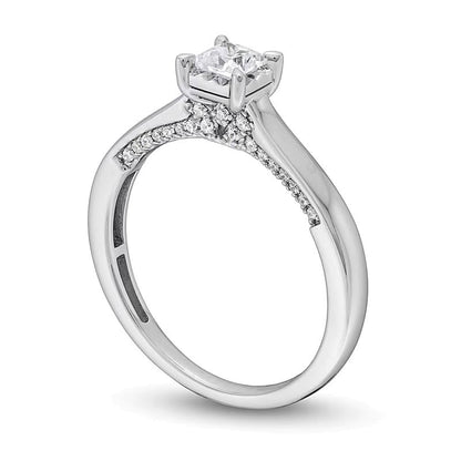 0.5 ct. Gesamtgewicht Verlobungsring mit Diamanten im Princess- und Rundschliff in 14K Weißgold (I/I2)