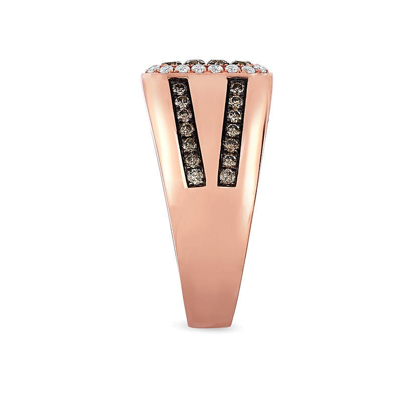 1.13 ct. Gesamtgewicht Champagner- und weißer Diamant Ring mit achteckigem Rahmen in 14K Roségold