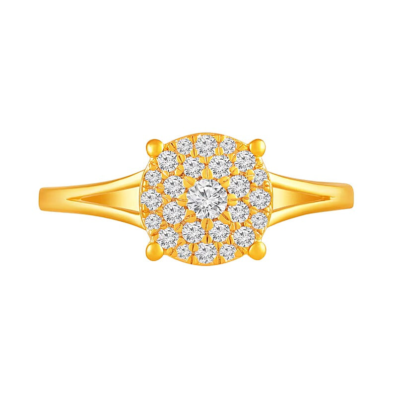 0.33 ct. Gesamtgewicht Multi-Diamant Ring mit geteilter Schiene in 10K Gelbgold