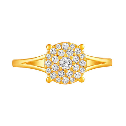 0.33 ct. Gesamtgewicht Multi-Diamant Ring mit geteilter Schiene in 10K Gelbgold