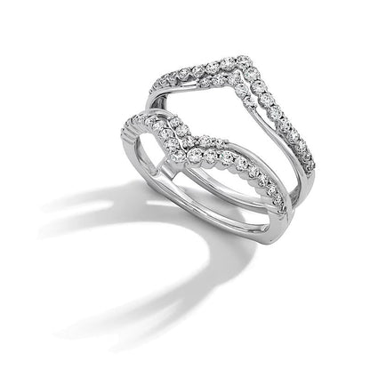 0,63 ct. Gesamtgewicht Diamant Solitär-Enhancer mit doppelter Reihe im Chevron-Design in 14K Weißgold