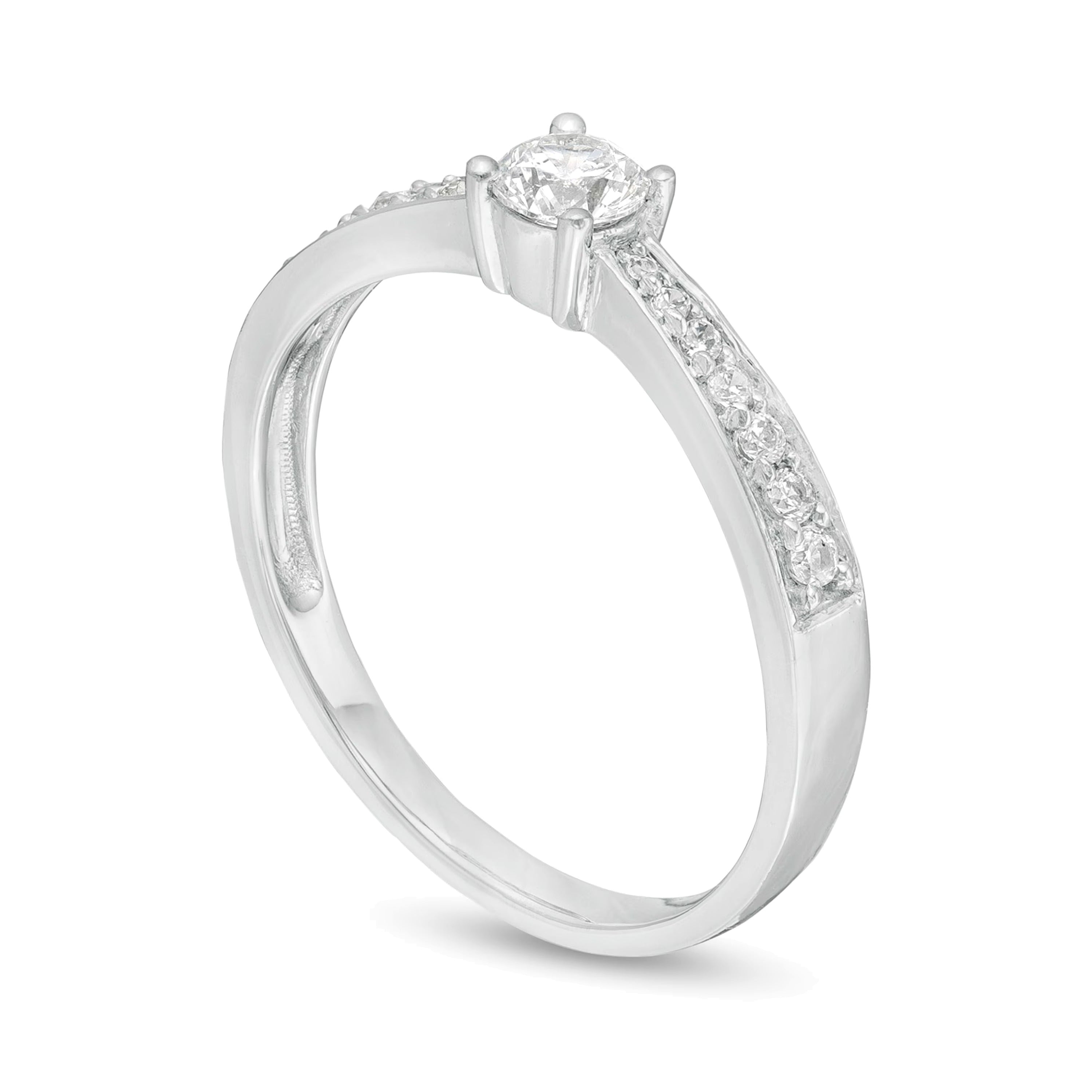 0,33 ct. Gesamtgewicht Diamant-Verlobungsring mit sich verjüngender Ringschiene in 10K Weißgold