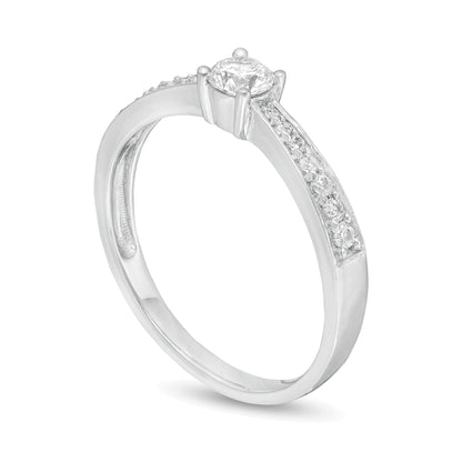 0,33 ct. Gesamtgewicht Diamant-Verlobungsring mit sich verjüngender Ringschiene in 10K Weißgold