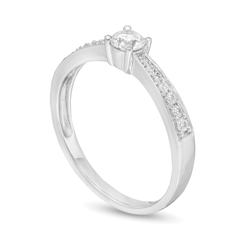 0,33 ct. Gesamtgewicht Diamant-Verlobungsring mit sich verjüngender Ringschiene in 10K Weißgold