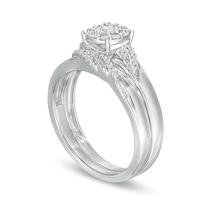 Braut-Set mit Diamanten 0,25 ct. Gesamtgewicht, rund, in rhodiniertem Sterlingsilber