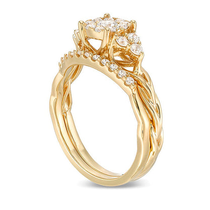 Braut-Set mit Diamanten 0.63 ct. Gesamtgewicht, rund, in 14K Gelbgold