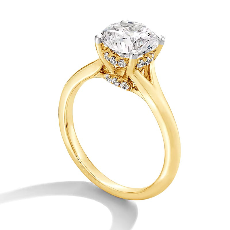 2.0 ct. Gesamtgewicht Labordiamant Solitär Verlobungsring mit geteilter Schiene in 14K Gelbgold (F/VS2)