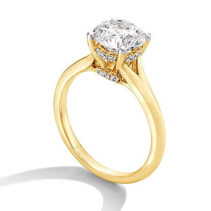 2.0 ct. Gesamtgewicht Labordiamant Solitär Verlobungsring mit geteilter Schiene in 14K Gelbgold (F/VS2)