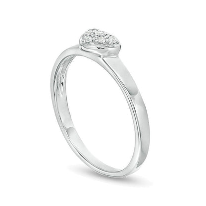 0.05 ct. Gesamtgewicht Komposit-Diamant Freundschaftsring in Herzform aus 14K Weißgold