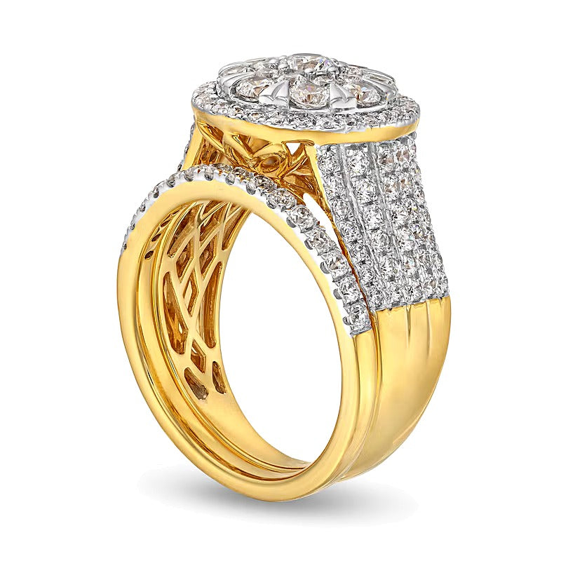 Brautset mit Diamanten in Tropfen-Fassung 2.0 ct. Gesamtgewicht in 10K Weißgold