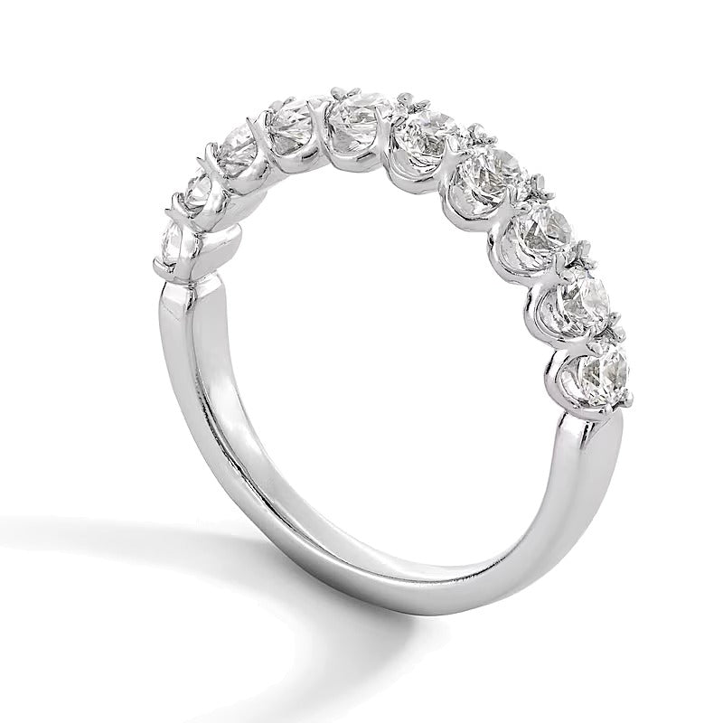 1.0 CT. Gesamtgewicht Diamant Memoire-Ring mit Muschelrand in 14K Weißgold (G/I1)