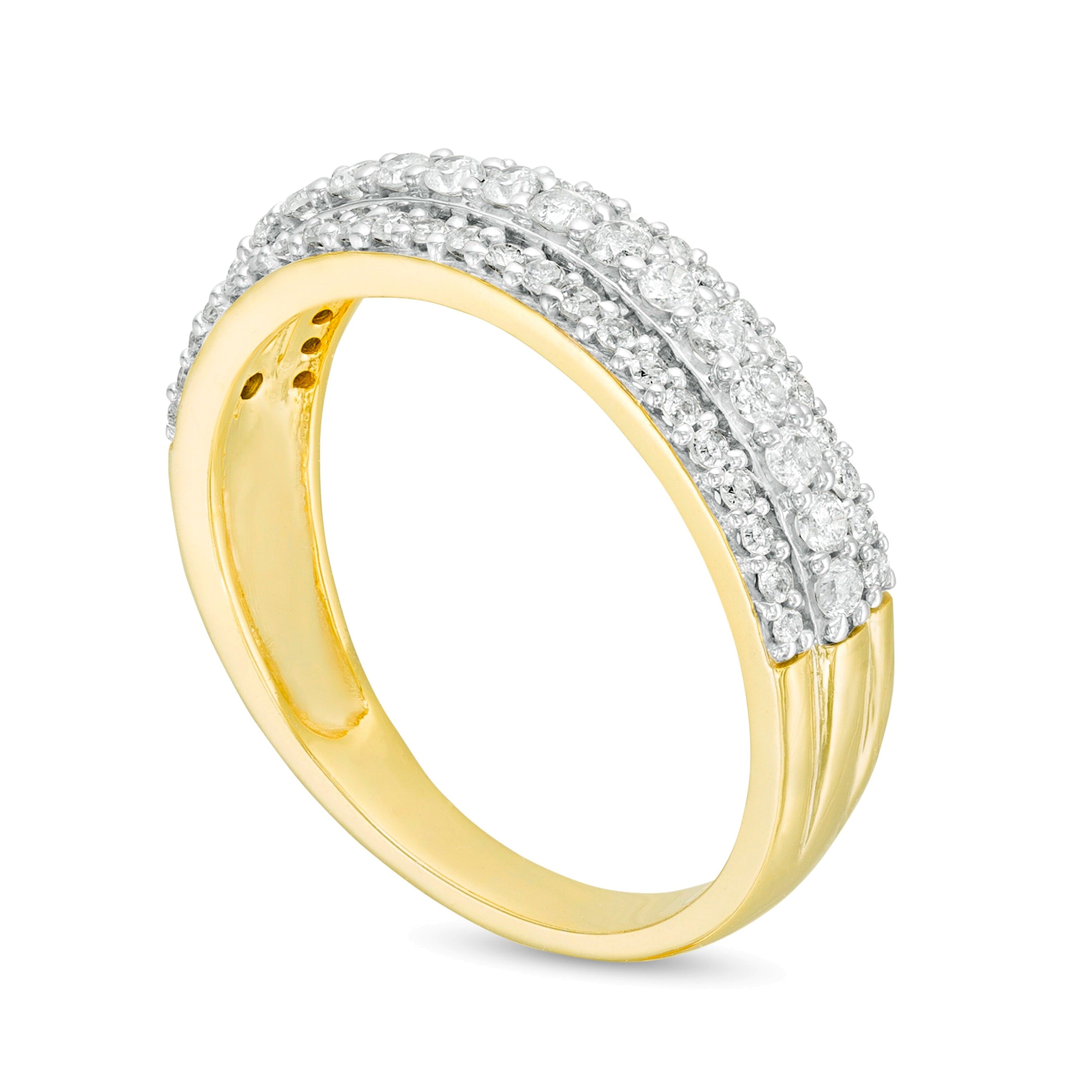 0,5 ct. Gesamtgewicht Diamant-Ring mehrreihig in 10K Gelbgold