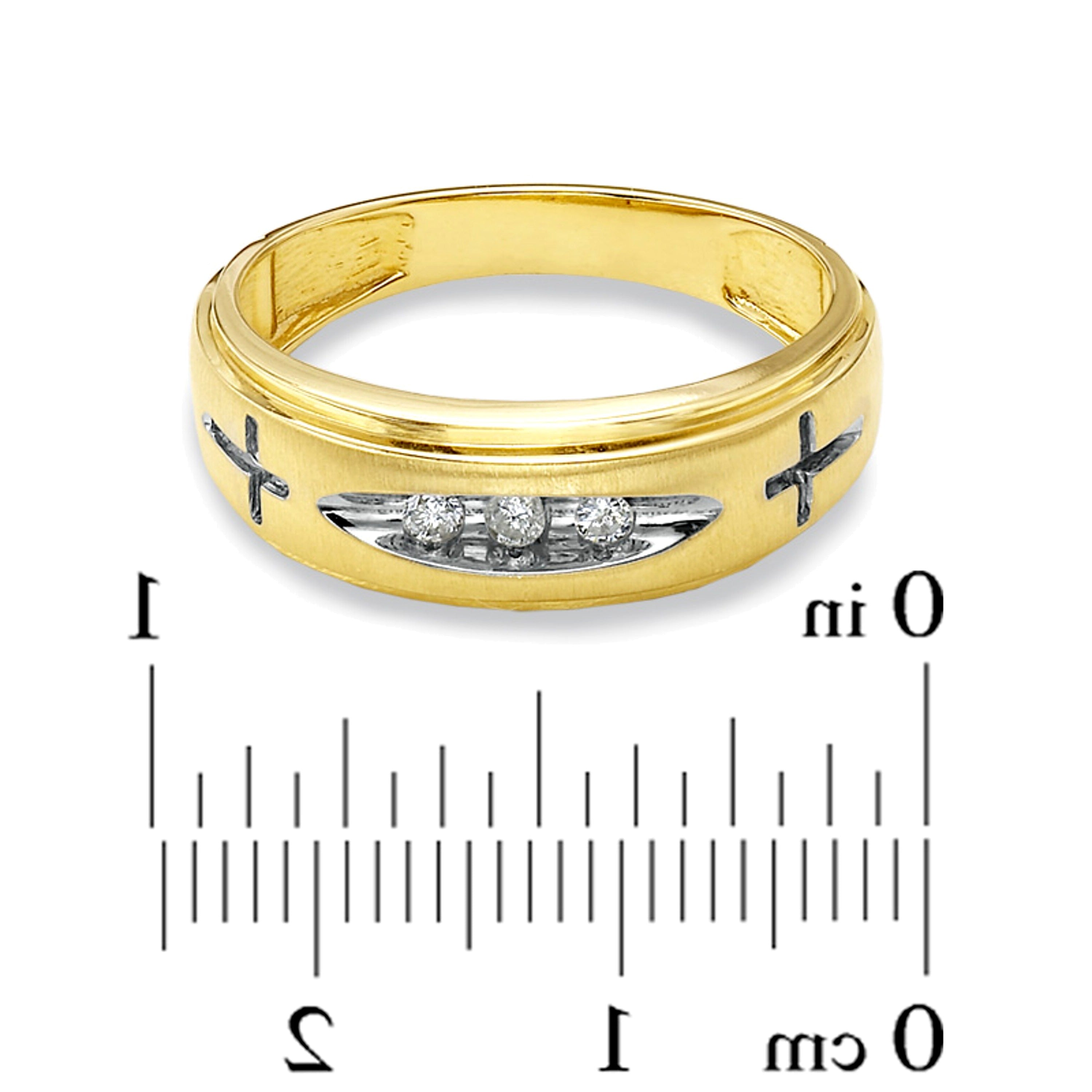 0,1 ct. Gesamtgewicht Diamant Kreuz-Ehering aus 14K Gelbgold