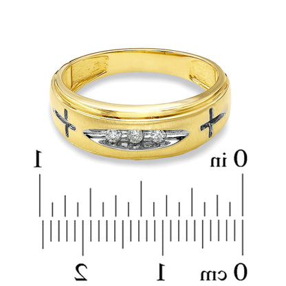 0,1 ct. Gesamtgewicht Diamant Kreuz-Ehering aus 14K Gelbgold