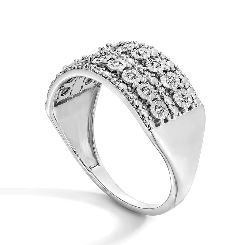 0.25 ct. Gesamtgewicht Diamant Ring mehrreihig in 10K Weißgold