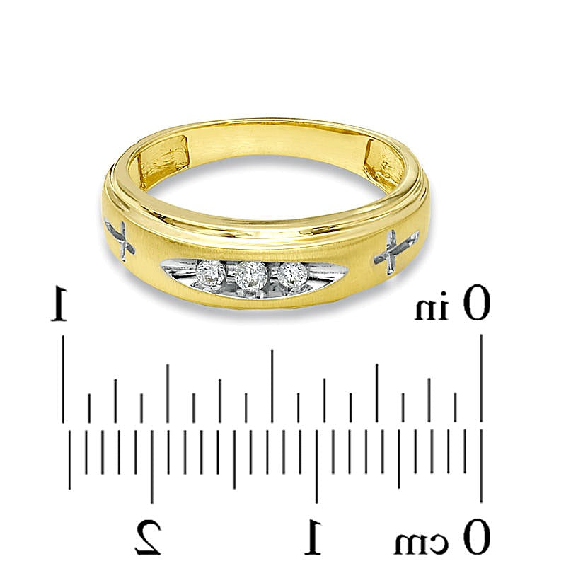 Ehering mit Diamant-Besatz in Kreuzform aus 14K Gelbgold für Damen