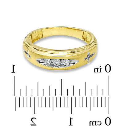 Ehering mit Diamant-Besatz in Kreuzform aus 14K Gelbgold für Damen