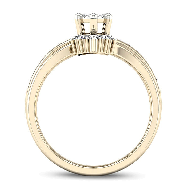 Braut-Set mit Diamanten in Marquise und rund, 0.5 ct. Gesamtgewicht, 14K Gelbgold