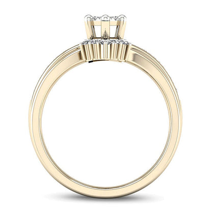 Braut-Set mit Diamanten in Marquise und rund, 0.5 ct. Gesamtgewicht, 14K Gelbgold