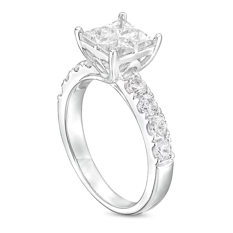Verlobungsring mit vier Princess-Diamanten 2.0 ct. Gesamtgewicht in 14K Weißgold