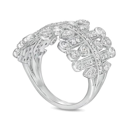1.0 CT. TW Diamant-Ring im Art-Déco-Stil mit multi-geometrischen Formen aus rhodiniertem Sterlingsilber