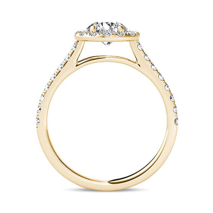 1.2 CT. Gesamtgewicht Diamant Halo Verlobungsring in 14K Gelbgold