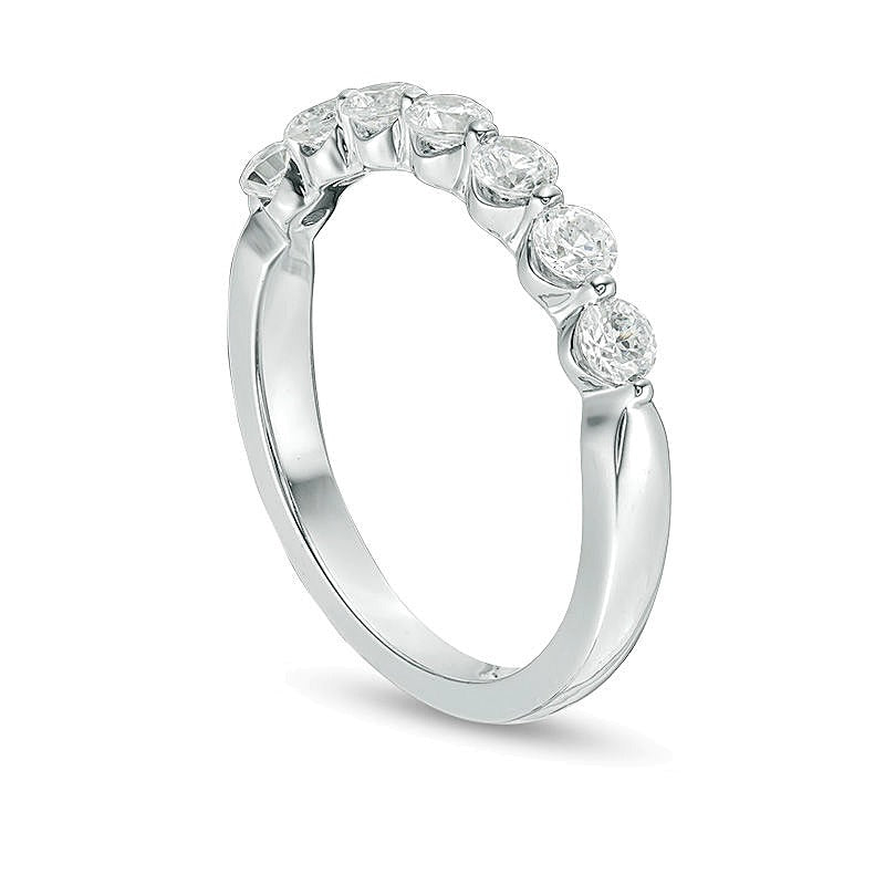 0,75 ct. Gesamtgewicht Diamant Memoire-Ring mit sieben Steinen in 10K Weißgold