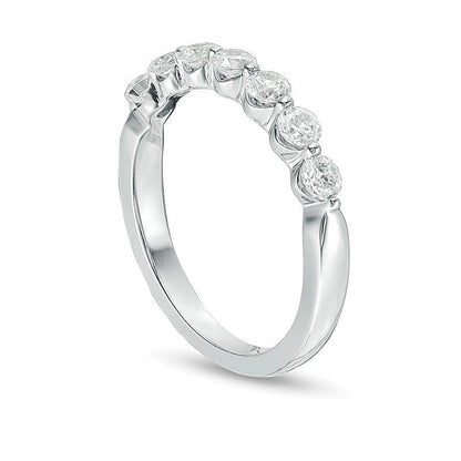 0,75 ct. Gesamtgewicht Diamant Memoire-Ring mit sieben Steinen in 10K Weißgold