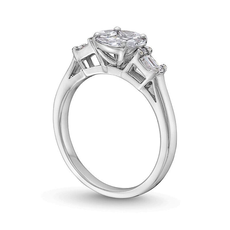 Verlobungsring Komposit mit Diamanten 1.0 ct. Gesamtgewicht in 10K Weißgold