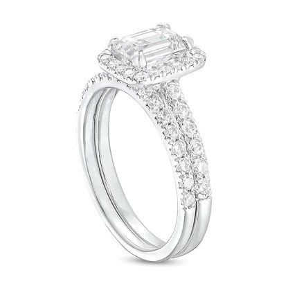 Braut-Set mit Labordiamanten im Smaragdschliff, 1.75 ct. Gesamtgewicht, in 14K Weißgold (I/SI2)