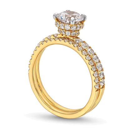 1,75 ct. Gesamtgewicht Labordiamant Brautset in 14K Gelbgold (F/SI2)