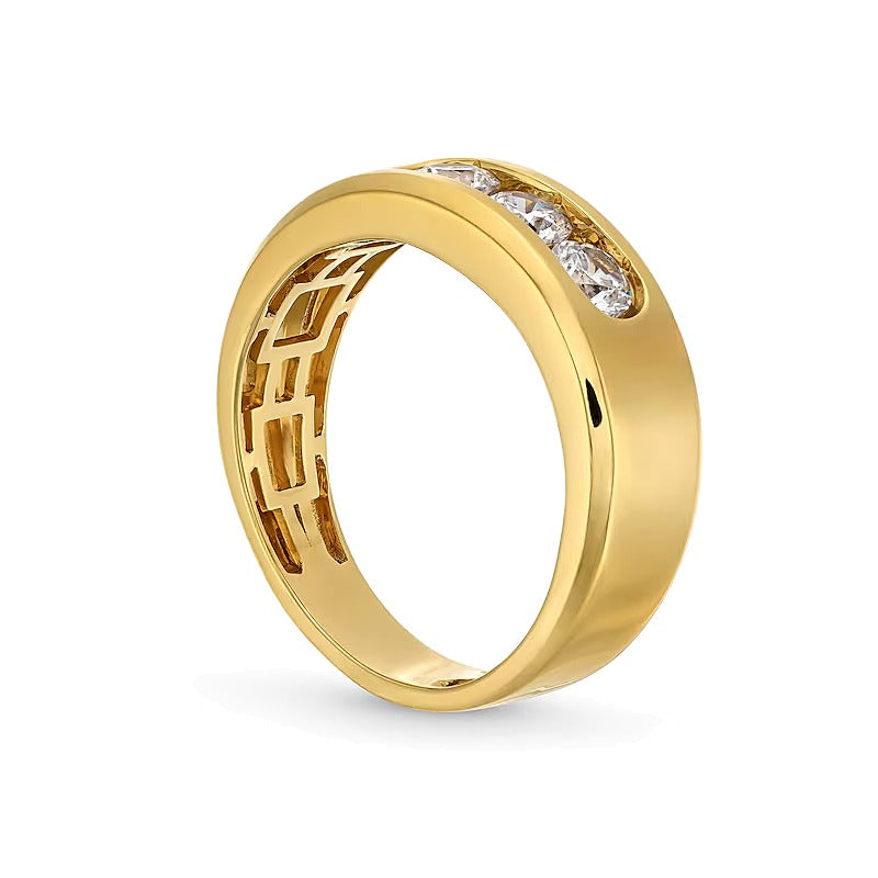 1.0 ct. Gesamtgewicht Labordiamant Dreistein-Ring in 10K Gelbgold (I/SI2)