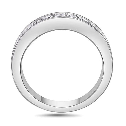 1.5 CT. Gesamtgewicht Ehering mit Diamanten im Princess-Schliff in 14K Weißgold (I/SI2)