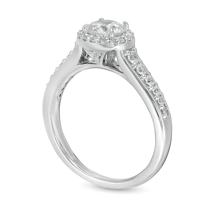 1.0 CT. Gesamtgewicht Diamant-Halo-Verlobungsring in 14K Weißgold